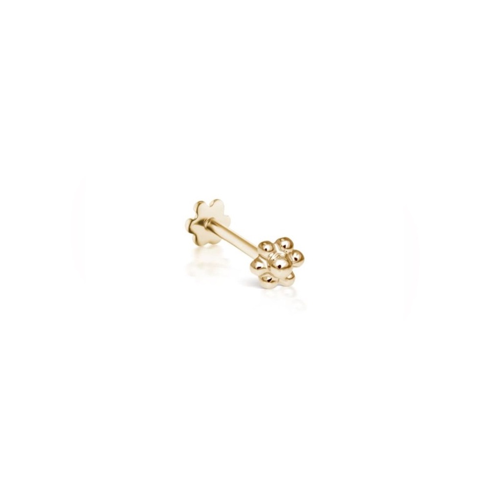Like NEW! Maria Tash Ball Flower Gold Threaded Stud Earring